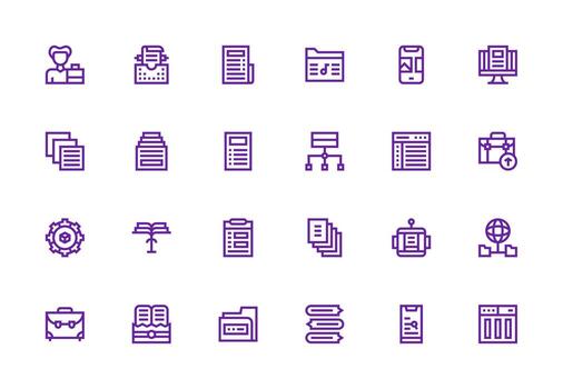Files including 24 Thick Line Line Illustrations UI-Ready Icon Collection vector