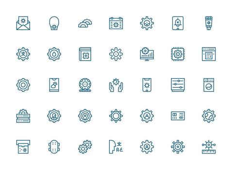 35 Regular Clean Line Style Icons from Settings Collection Fully Editable Icon Set for Web vector