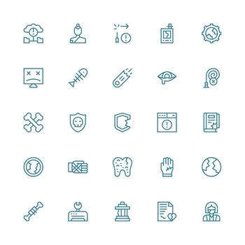 Broken featuring 25 Icons in Medium Stroke Outline Design Flexible Icon System for Web Interfaces vector