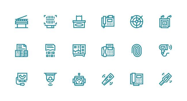 Scanning Set with 18 Strong Stroke Line Icons UI-Ready Icon Collection vector