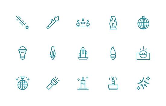 Glow Set with 15 Regular Line Icons Icon Set for Projects vector