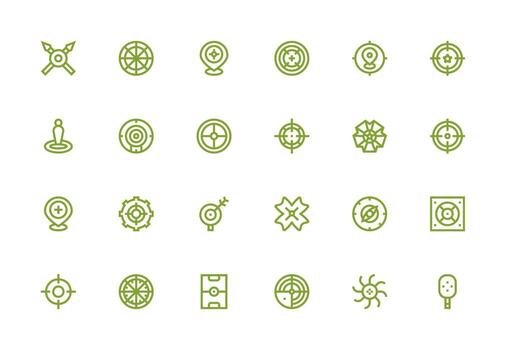 Center Icon Set with 24 Thick Line Line Graphics Fully Editable Icon Set for Web vector