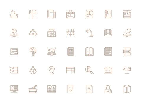 Study Icon Set with 35 Light Line Graphics High-Resolution Icons for Any Platform vector