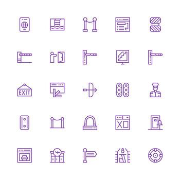 25 salida íconos en medio carrera contorno estético núcleo icono colección para diario Tareas vector