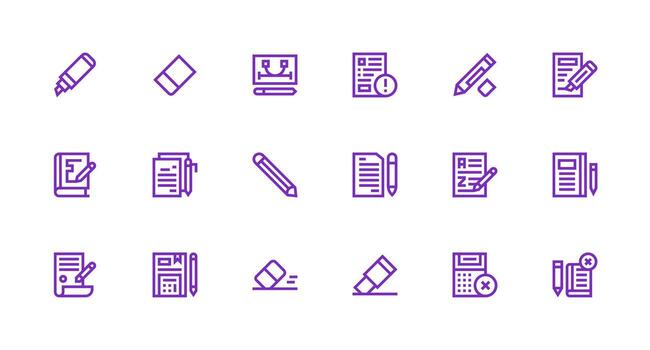 Correction Icon Set with 18 Strong Stroke Line Graphics Organized Pack for Project Assets vector