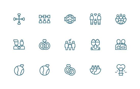 unión presentando 15 íconos en regular línea diseño monitor icono paquete vector