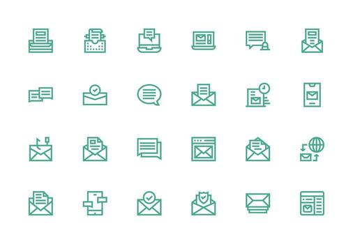 grueso línea línea estilo bandeja de entrada íconos con 24 vectores mínimo icono paquete