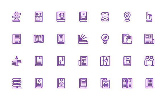 28 negrita línea íconos para guía gráficos moderno icono conjunto vector