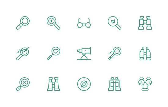 aumentador conjunto con 15 regular línea íconos ordenado icono conjunto vector