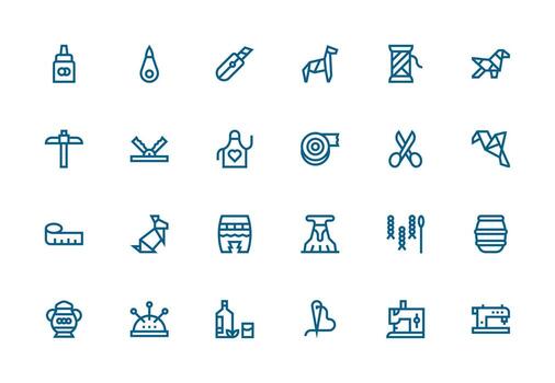 Craft Icon Set with 24 Thick Line Line Graphics Web and App Icon Pack Collection vector