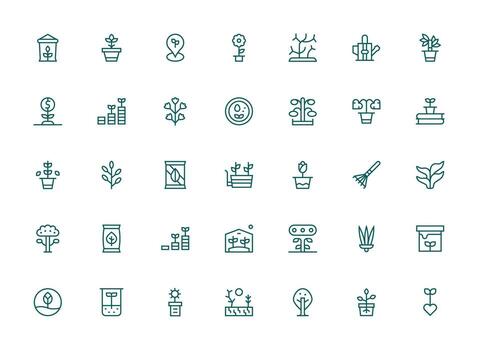 35 Regular Clean Line Icons for Sprout Graphics Simplified Icon Pack for Visual Tools vector