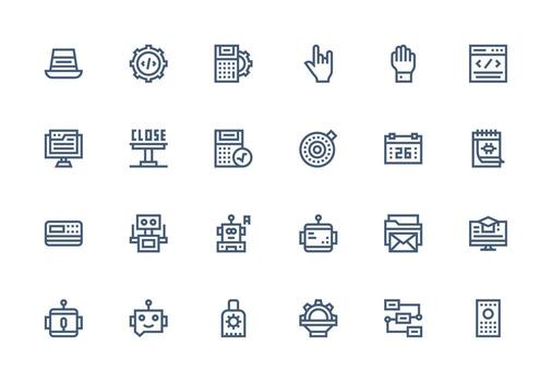 programa diseño íconos presentando 24 en grueso línea línea estilo esencial íconos para rápido ui edificio vector