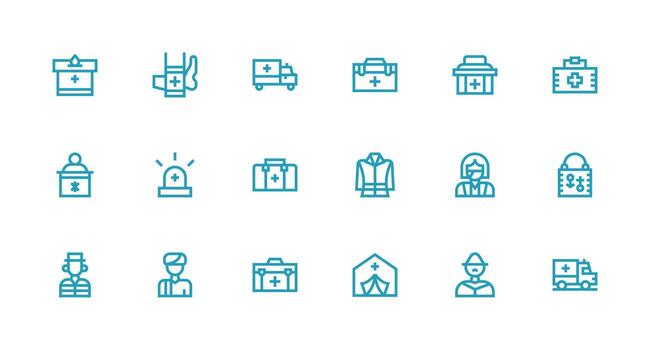 primero respondedor icono colección con 18 fuerte carrera línea diseños escalable íconos para multiplataforma interfaces vector