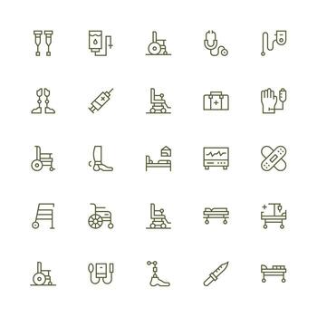 Medium Stroke Outline Icons from Medical Equipment Set with 25 Vectors Full Icon Library for UI Designers