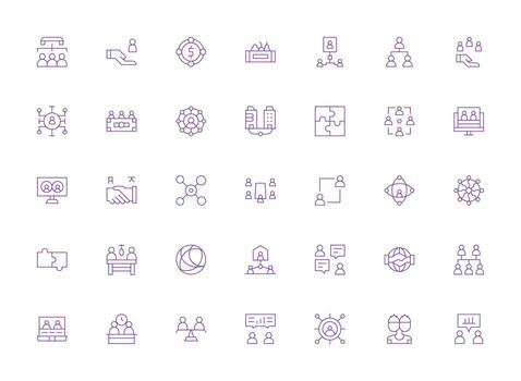 35 Light Line Icons for Collaboration Graphics Essential Icons for Rapid UI Building vector