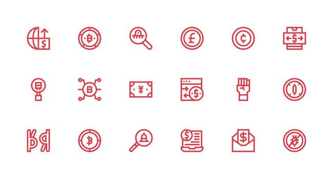 Strong Stroke Line Icons from Digital Currency Set with 18 Vectors Layout Icon Collection