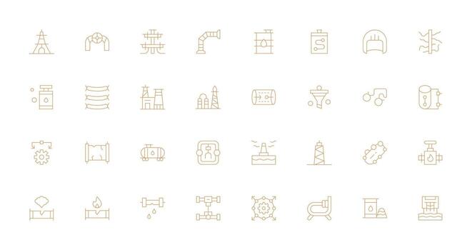 Delgado línea íconos desde tubería conjunto con 32 vectores detallado icono colección para diseño sistemas