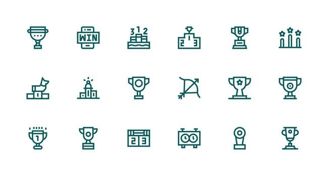 fuerte carrera línea estilo concurso íconos con 18 vectores icono paquete para ui