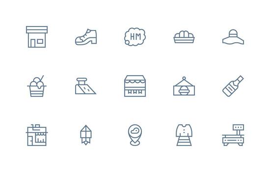 15 Regular Line Icons for Shop Graphics Icon Pack for UI vector