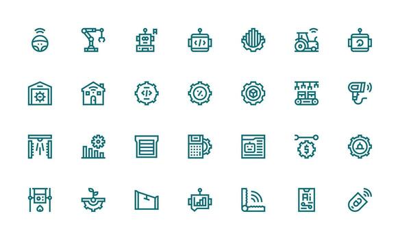 28 Icons for Automation in Bold Line Format Professional Icon Set vector