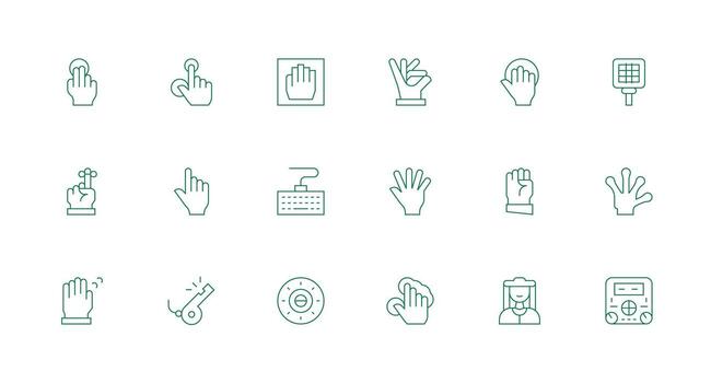 mando icono colección con 18 mínimo línea diseños personalizable icono serie para móvil pantallas vector