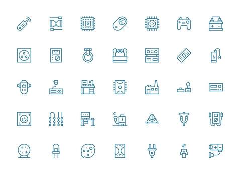 Electronics including 35 Regular Clean Line Illustrations Interface Icons for Daily Use vector