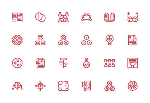 24 Thick Line Line Style Icons from Linked Collection Theme-Based Icon Pack vector