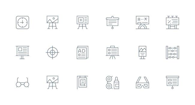 Visual Aid featuring 18 Icons in Minimal Line Design Multi-Purpose Icon Set vector