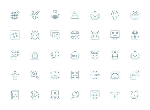 problema icono conjunto con 35 ligero línea gráficos equilibrado icono conjunto para funcional diseño vector