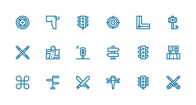 Intersection featuring 18 Icons in Strong Stroke Line Design Essential Icon Set for Teams vector