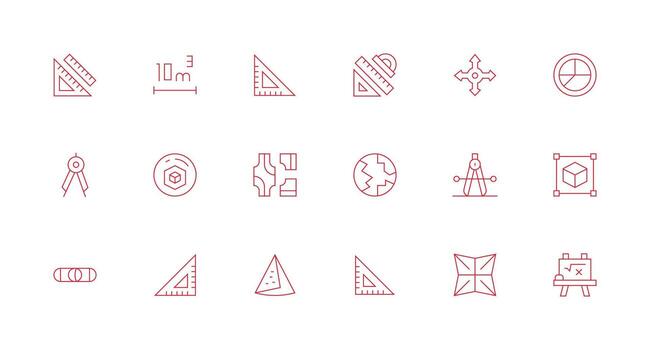 mínimo línea estilo geometría íconos con 18 vectores icono conjunto para web