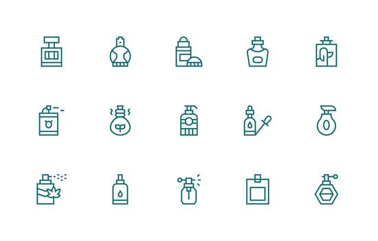 Fragrance featuring 15 Icons in Regular Line Design Well-Structured Icons for Creative Use vector