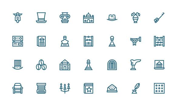 Classic Icon Set with 28 Bold Line Graphics Neatly Designed Icons for Web Platforms vector