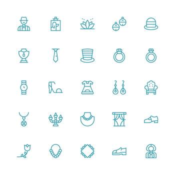 Medium Stroke Outline Style Elegant Icons with 25 Vectors High-Resolution Icons for Any Platform
