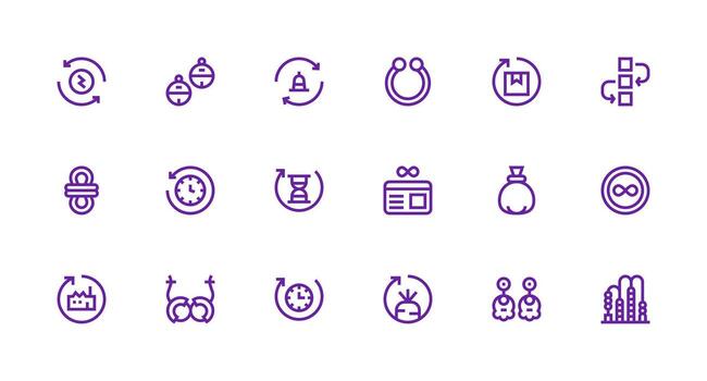 lazo icono conjunto con 18 fuerte carrera línea gráficos digital icono colección vector