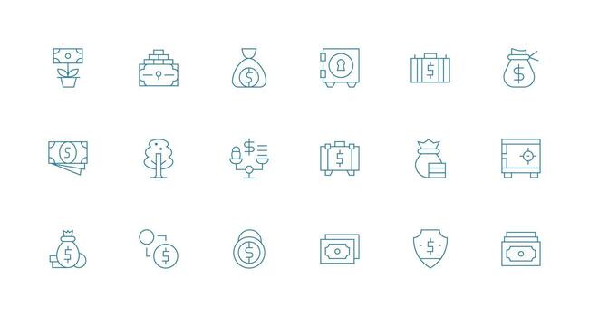 Assets including 18 Minimal Line Illustrations Complete Icon Bundle for Web Design vector
