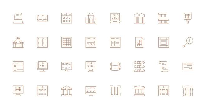 32 íconos para columnas en Delgado línea formato diseño icono paquete vector