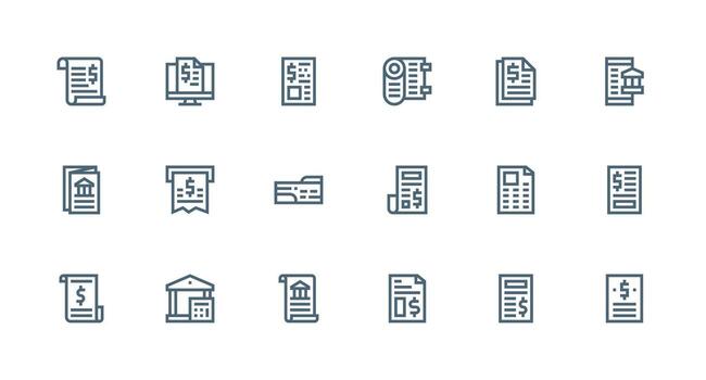 Ledger featuring 18 Icons in Strong Stroke Line Design Icon Set for Web vector