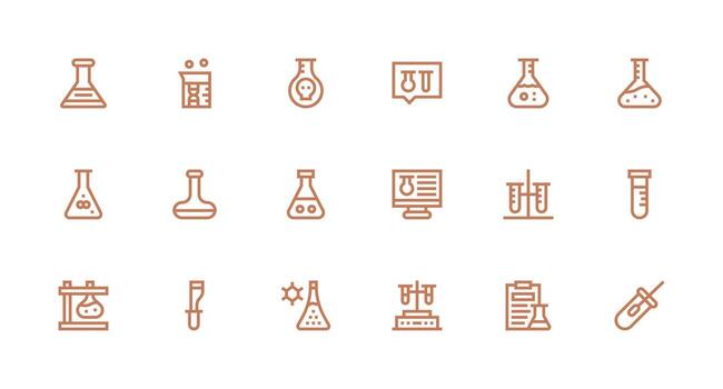 Strong Stroke Line Icons from Beaker Set with 18 Vectors Digital Product Icons for Fast Delivery