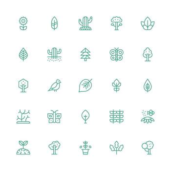 25 Icons for Ecosystem in Medium Stroke Outline Format High-Resolution Icons for Any Platform vector