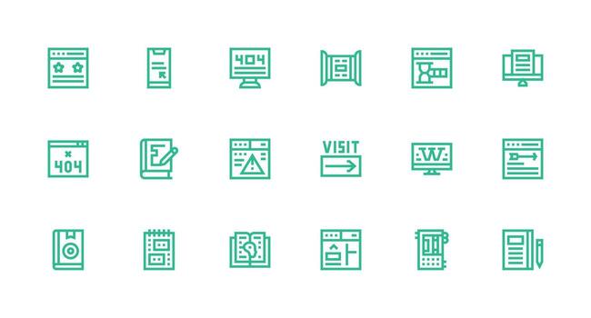 18 Page Icons in Strong Stroke Line Aesthetic Scalable Icons for Cross-Platform Interfaces vector