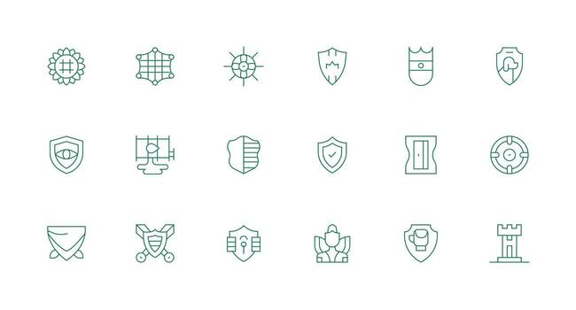 Minimal Line Style Guarded Icons with 18 Vectors Clean Icon Collection for Web Use