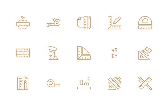 15 Icons for Ruler in Regular Line Format UI Icon Set vector