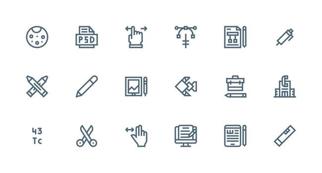 18 Strong Stroke Line Icons for Editing Graphics Dashboard Icon Series vector