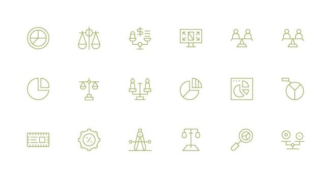 Minimal Line Style Proportion Icons with 18 Vectors Clean Set for Layout Prototypes