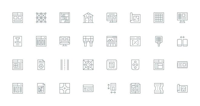 diseño diseño íconos presentando 32 en Delgado línea estilo editable icono colección vector