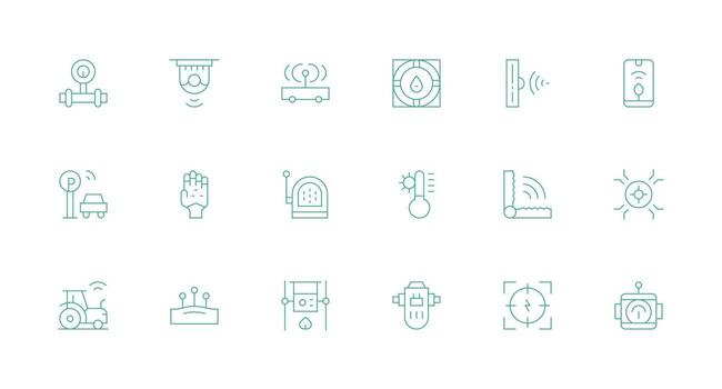 sensor conjunto con 18 mínimo línea íconos general utilizar icono paquete vector