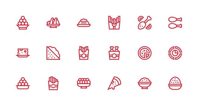 18 Icons for Portion in Strong Stroke Line Format Reliable Icons for All Interfaces vector