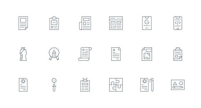 18 Template Icons in Minimal Line Aesthetic Minimal Icon Set for Interface Projects vector