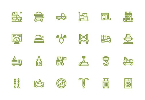 24 íconos para carga en grueso línea línea formato flexible icono sistema para web interfaces vector